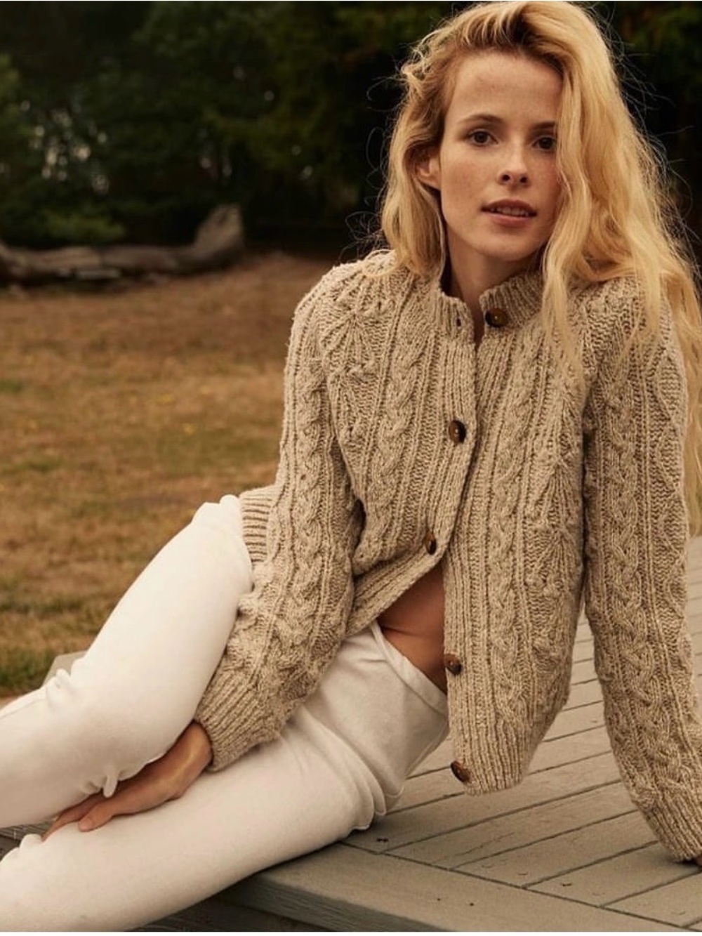 Dôen Verona Cardigan Sweater In Oat Sz S